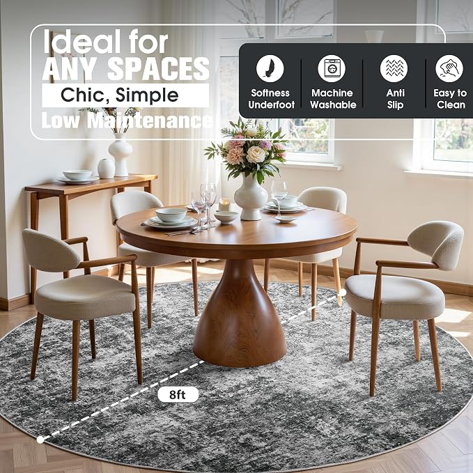 Round Rug 8ft Circle Rug Washable: Carpet Circular Area Rug - Image 3