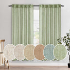 MIULEE Sage Green Linen Curtains 72 Inch Length by MIULEE