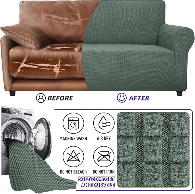ZNSAYOTX Super Stretch Couch Cover Love Seat Sofa Covers - Image 7