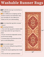 SERISSA Boho Washable Runner Rug, 2x6 Rug Runner Non-Slip Vintage Red Hallway - Image 6