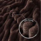 Exclusivo Mezcla Queen Size Flannel Fleece Blanket, Super Soft Striped Jacquard - Image 5