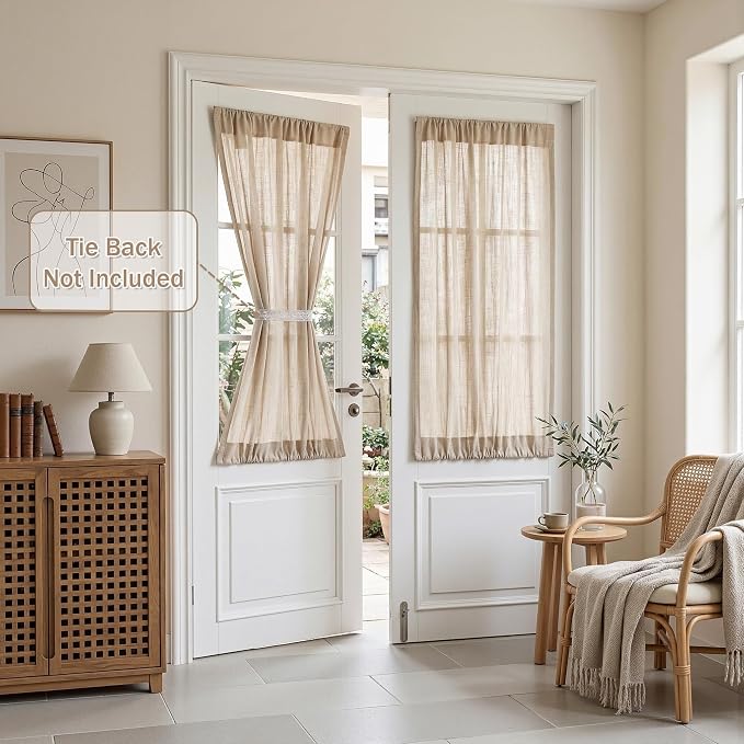 MYSKY HOME Oatmeal French Door Curtains - Image 2