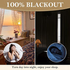 RYB HOME Cream White Linen Blackout Curtains, 100% Blackout Thermal Insulated - Image 4