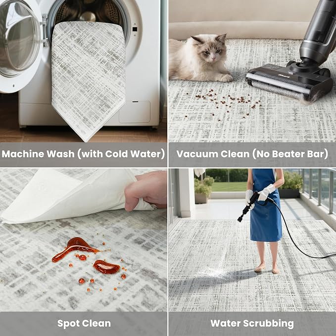 8x10 Area Rugs Washable Rug: Anti-Skid Abstract Modern Living Room Rug Soft - Image 5