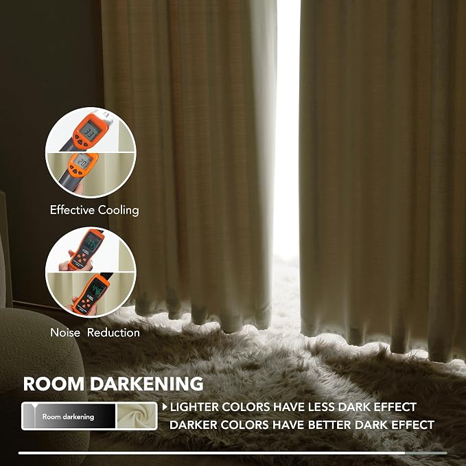 Deconovo Blackout Curtains, Thermal Insulated, W52 x L63 2 Panels, Back Tab - Image 8