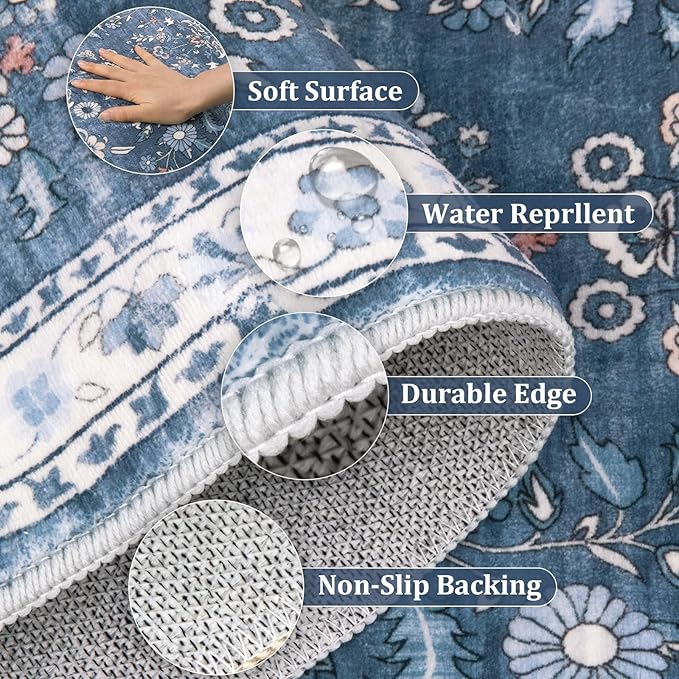 Yamaziot Washable Runner Rug 2x12 – Floral Non Slip Boho Hallway Runner Rug - Image 5