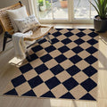 Lahome Colette Checkered Easy Jute Entry Rug, 3x5 Black Outdoor Patio Rug by Lahome