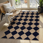 Lahome Colette Checkered Easy Jute Entry Rug, 3x5 Black Outdoor Patio Rug by Lahome