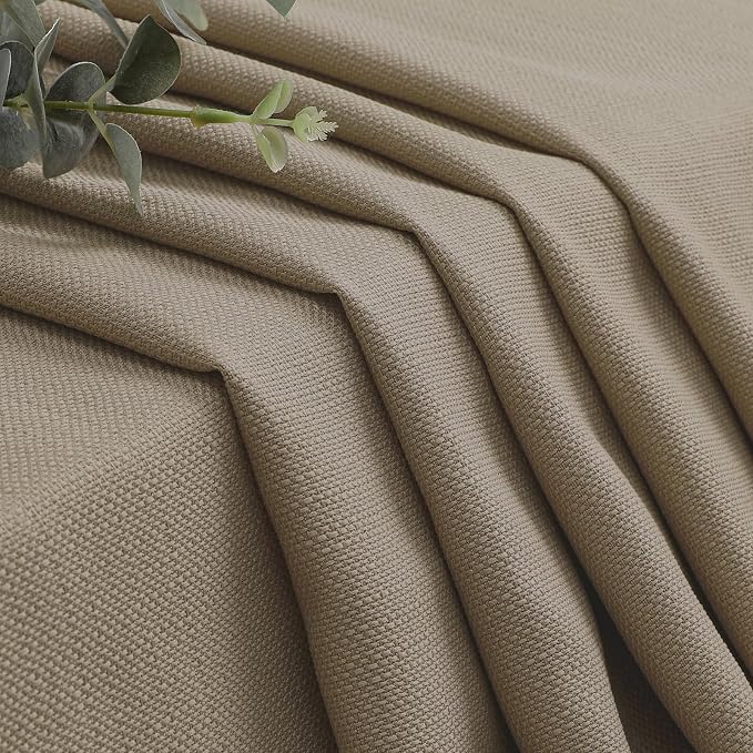 OWENIE Bob Valance Curtains 18 Inch Length 1 Piece, Faux Linen Slub Solid Stone - Image 3