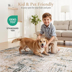 Rugflix 8x10 Washable Area Rugs, Neutral Boho Carpet Living Room Rug Non Slip - Image 6