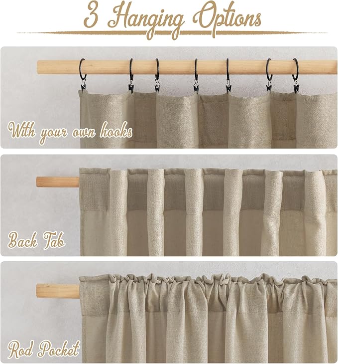 NICETOWN Taupe Curtains 84 inch Length 2 Panels Set, Rod Pocket & Back Tab - Image 4