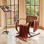 lifein Throw Blanket for Couch, Soft Boho Bed Throw, Cozy Burnt Orange Chenille - Image 3