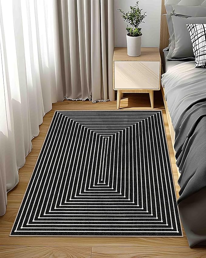 Latte&Fog 3x5 Entryway Rug Indoor, Modern Abstract Washable Area Rug, Boho Non - Image 2