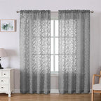Lecloud Leia Charcoal Grey Sheer Curtains 78 Inches Long 2 Panels, Privacy Airy by Lecloud