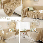 HANDONTIME Khaki Couch Covers for Sectional Sofa L Shape Cute Loveseat Covers - Image 6