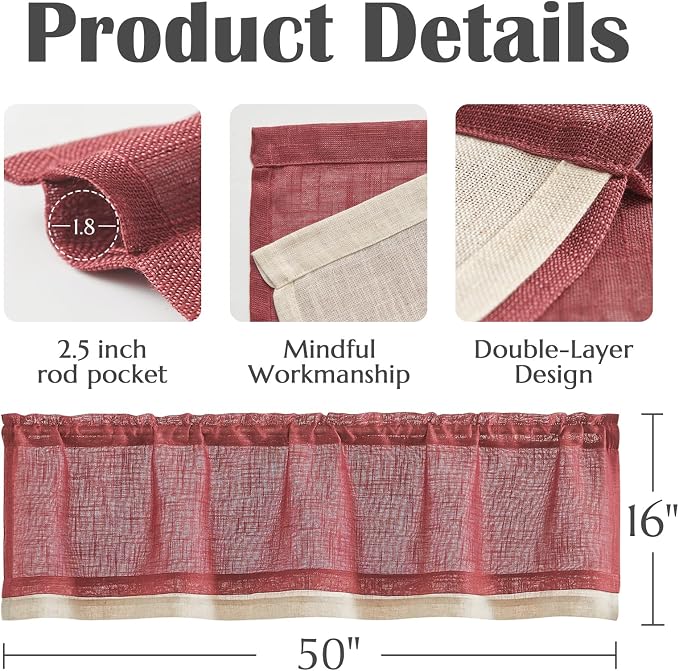 jinchan Linen Farmhouse Valances - Image 6