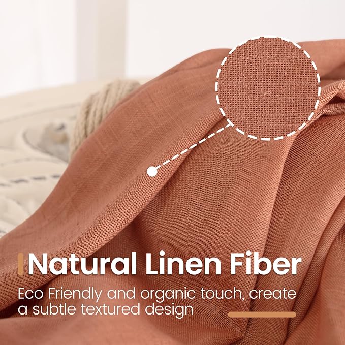 BGment Terracotta Linen Curtains 63 Inches Long - Image 3