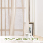 NICETOWN Flax Linen Sheer Curtains 108" Length - Image 3