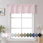 Chyhomenyc Blush Pink Valance for Windows, Light Filtering Faux Linen Textured by Chyhomenyc
