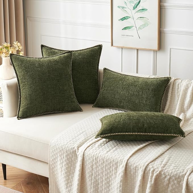 MIULEE Pack of 2 Couch Throw Pillow Covers 20x20 Inch Olive Green Farmhouse - Image 5
