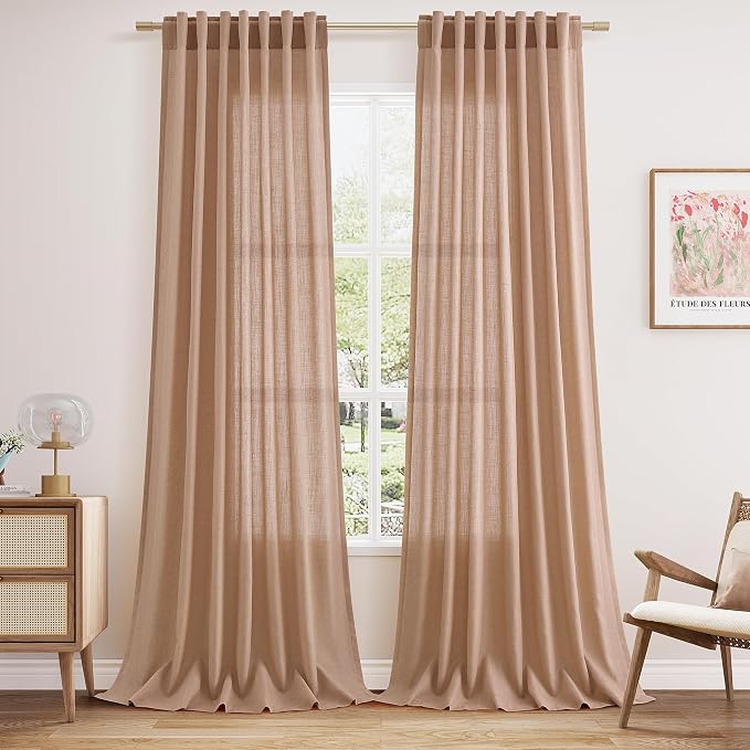Nanspring Linen Curtains 108 Inches by Nanspring