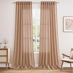 Extra Long Peach Linen Curtains 120 Inch by Nanspring