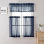 Lecloud Volie Sheer Curtains Blue Tiers 36 Inches Long 2 Pieces Set, Gauzy - Image 8