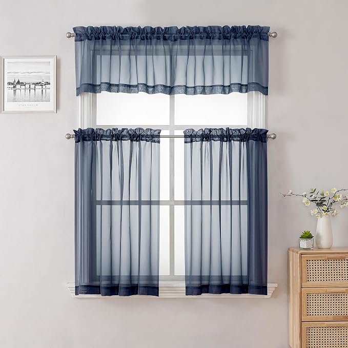 Lecloud Navy Blue Sheer Valances - Image 7