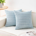 Pack of 2 Corduroy Decorative Throw Pillow Covers 20x20 Inch Soft Striped by Unknown