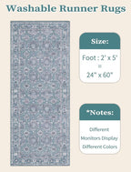 SERISSA Boho Washable Runner Rug, 2x5 Rug Non-Slip Vintage Floral Hallway - Image 6