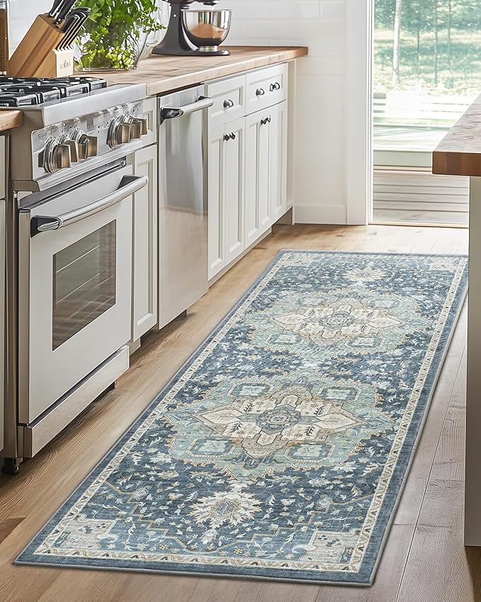 AMADA HOMEFURNISHING 2x5 Washable Runner Rug, Low-Profile Kitchen Rugs - Image 2