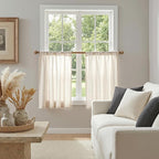 MYSKY HOME Semi Sheer Natural Linen Curtains 36 Inch Length 2 Panels, Light - Image 4