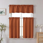 Chyhomenyc Orange Valance for Windows, Light Filtering Faux Linen Textured - Image 2