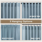 Pitalk Stone Blue Linen Blend Sheer Curtains Back Tab 52 Width by 90 Length Set - Image 4