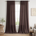 Coffee Brown Linen 112 Inch Curtains by Nanspring