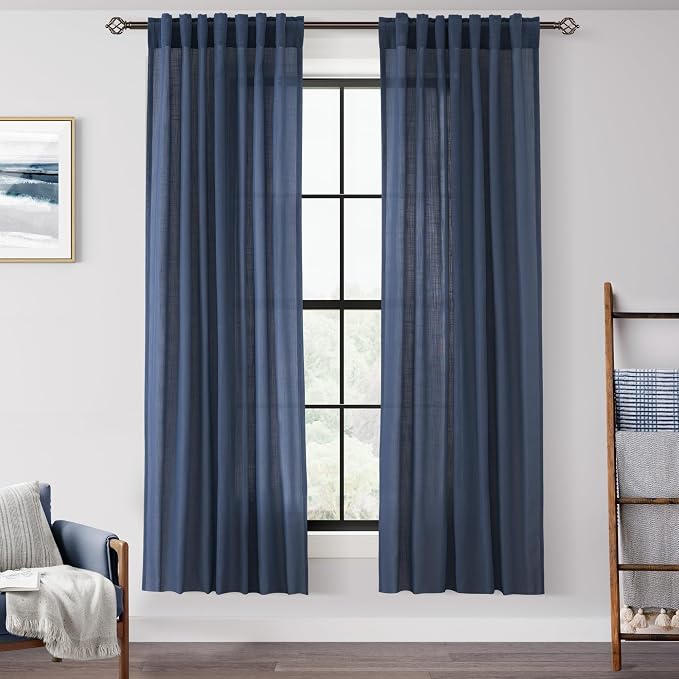 Navy Blue Curtains 72 inch Length by Jolilight