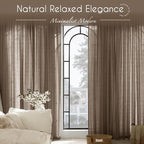 Chocolate Brown Linen Curtain 84 inch Length 2 Panels Set Back Tab Light - Image 6