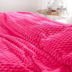 Puncuntex Hot Pink Throw Blanket 108"×90" inches Fuzzy 3D Jacquard Decorative - Image 3