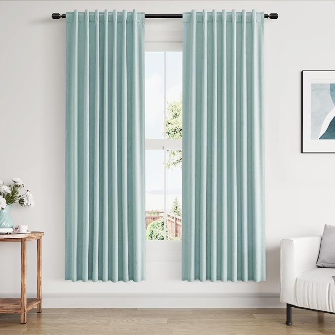 Guken 100% Blackout Linen Curtains 72 Inch Length 2 Panels Set by Guken