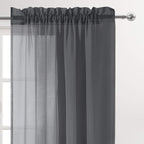 DWCN Dark Gray Sheer Curtains Semi Transparent Voile Rod Pocket Curtains - Image 2
