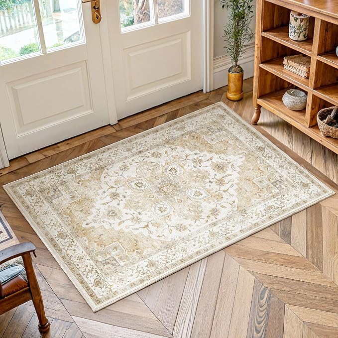 AMADA HOMEFURNISHING 2x3 Washable Area Rug, Low-Profile Entryway Rug by AMADAHOMEFURNISHING