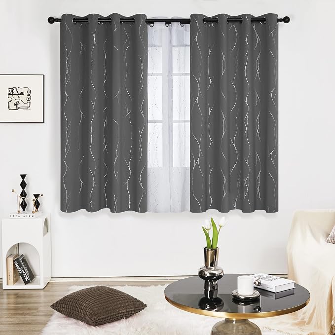 Deconovo Grey Blackout Curtains, Room Darkening Thermal Insulated Noise - Image 2