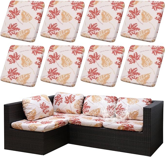 8Pcs Outdoor Cushion Covers, Patio Cushion Covers, Stretch Elastic Slipcovers by dreahoteztil