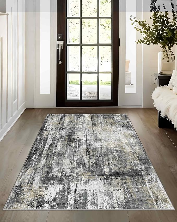 Latte&Fog 3x5 Entryway Rug, Vintage Washable Area Rug, Boho Non Slip Low Pile by LatteFog