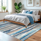 Lansny Modern Abstract 5x7 Machine Washable Area Rug Non-Slip Soft Bedroom - Image 2