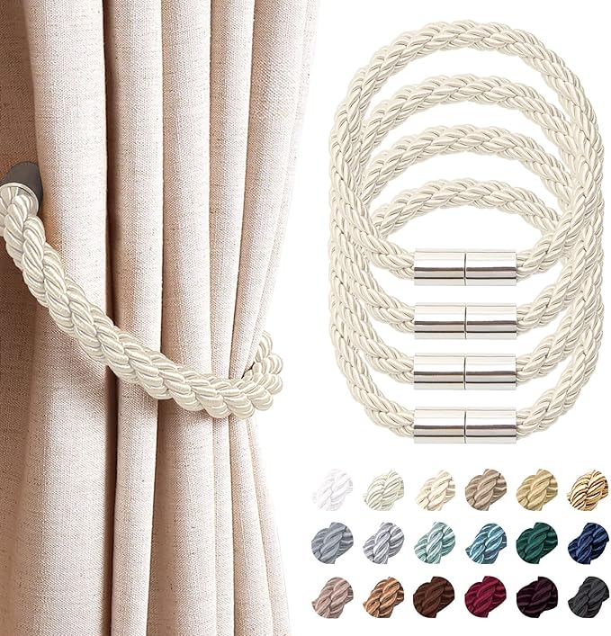 NICEEC 4 Pack Strong Magnetic Curtain Tiebacks Modern Simple Style Drape Tie by NICEEC