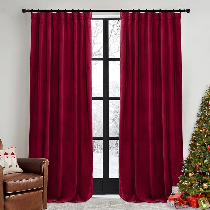 RYB HOME Red Velvet Curtains 84 inches by RYBHOME