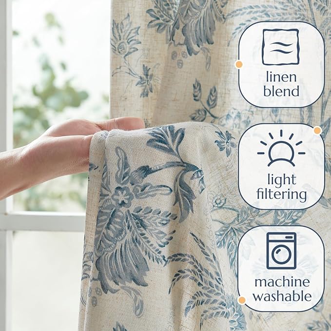 jinchan Linen Floral Curtains for Living Room - Image 4
