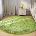 Goolela Lime Green Circle Area Rug 5ft Round Fluffy Faux Fur Rug by Goolela