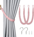 NICEEC 2 Pack Natural Cotton Rope Curtain Tiebacks Elegant Boho Style by NICEEC